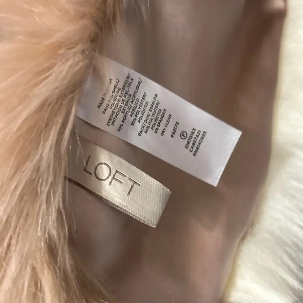 Ann Taylor The Loft Faux Fur Scarf Two Way Multicolor Pink Lavender Cream Winter